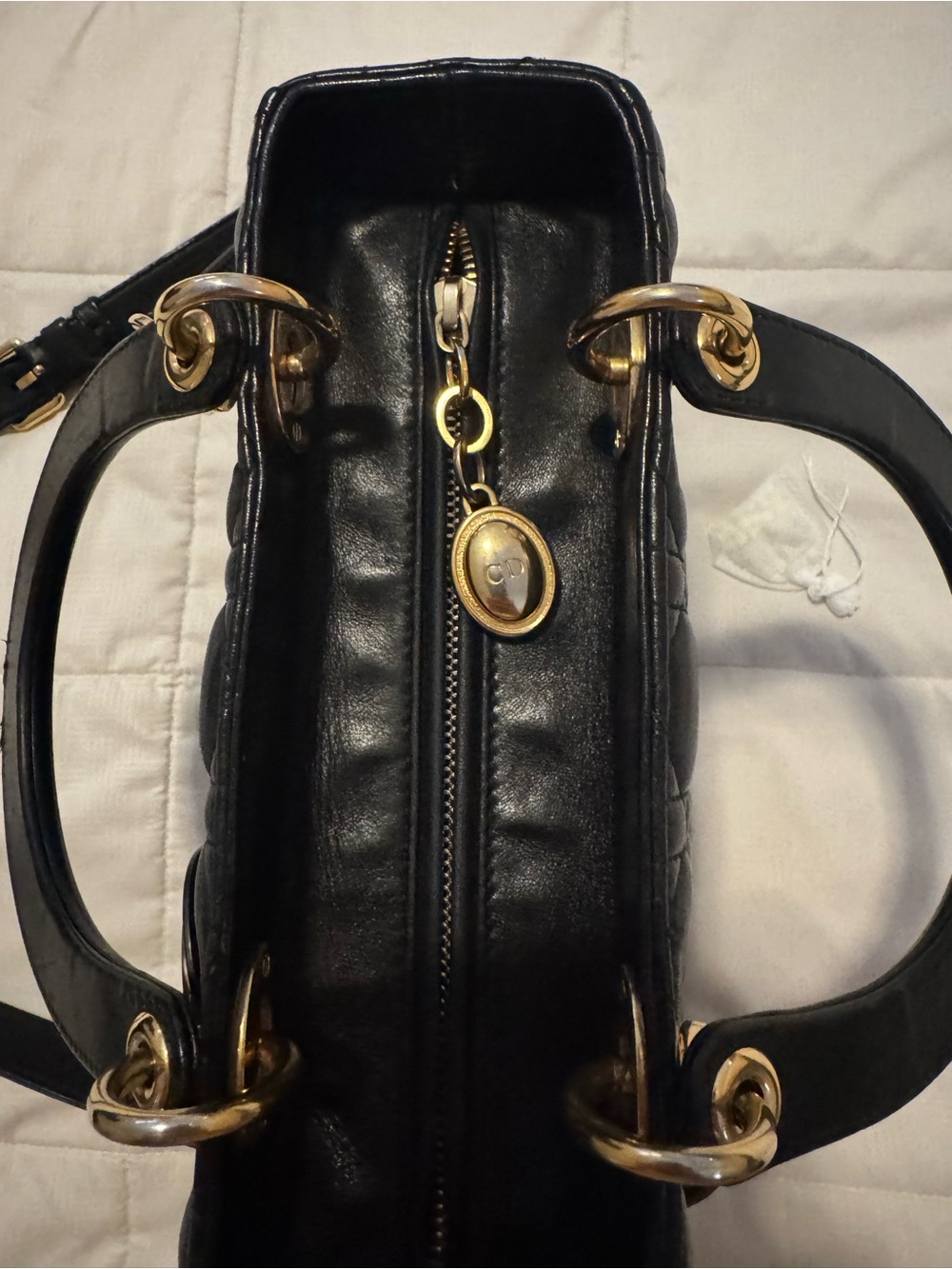 Dior Black Quilted Lady Dior Satchel with Gold Charms - Picture 11 of 11